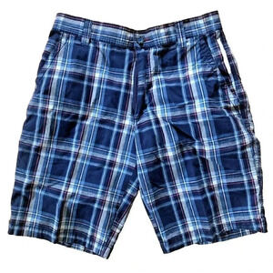 Cargo Supplies *VINTAGE* Bermudas lightweight GINGHAM shorts Blue Waist 32"